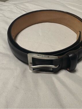 Paul Smith Black Leather Belt with Silver Buckle